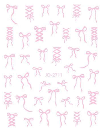 Nail Sticker - 2711 - Pink Bow Ribbon