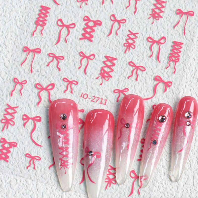 Nail Sticker - 2711 - Pink Bow Ribbon