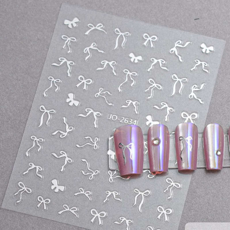 Nail Sticker - 2634 - Bows - Silver