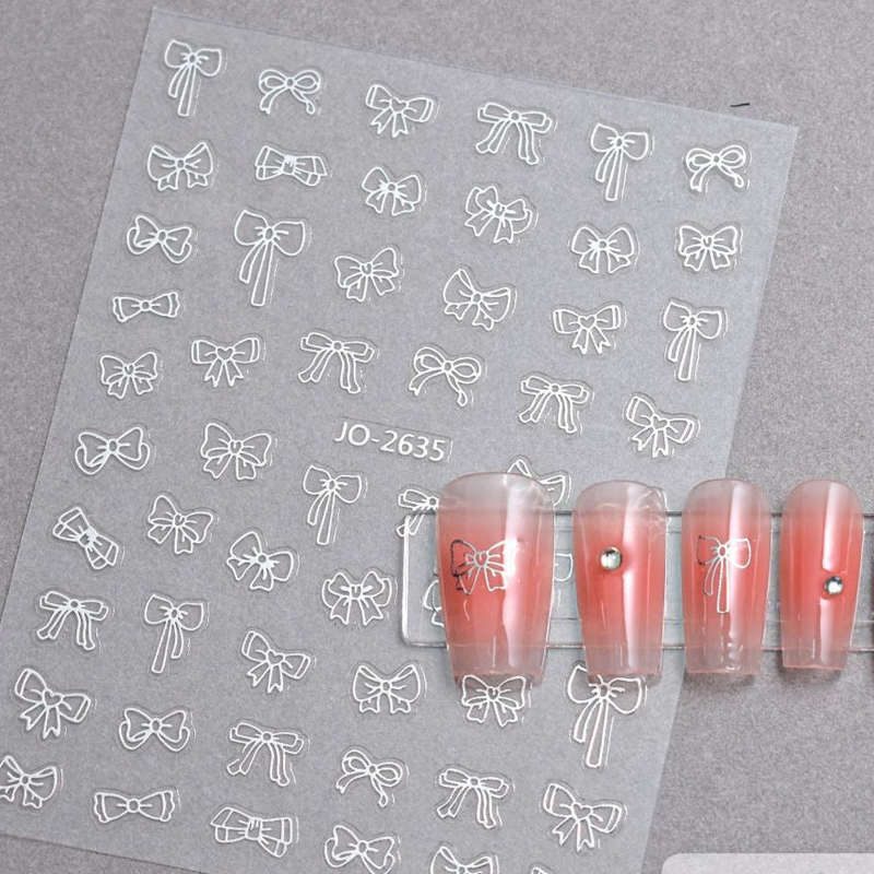 Nail Sticker - 2635 - Bows - Silver