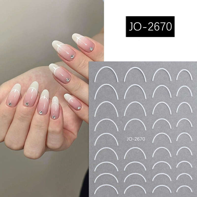 Nail Sticker - JO-2670 - French Line - White