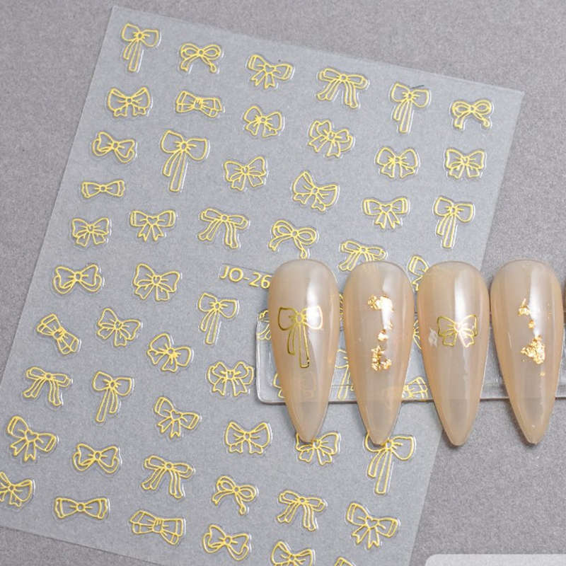 Nail Sticker - 2635 - Bows - Gold