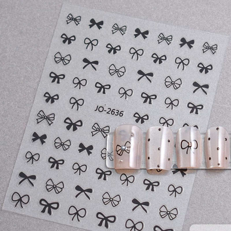 Nail Sticker - 2636 - Bows - Black