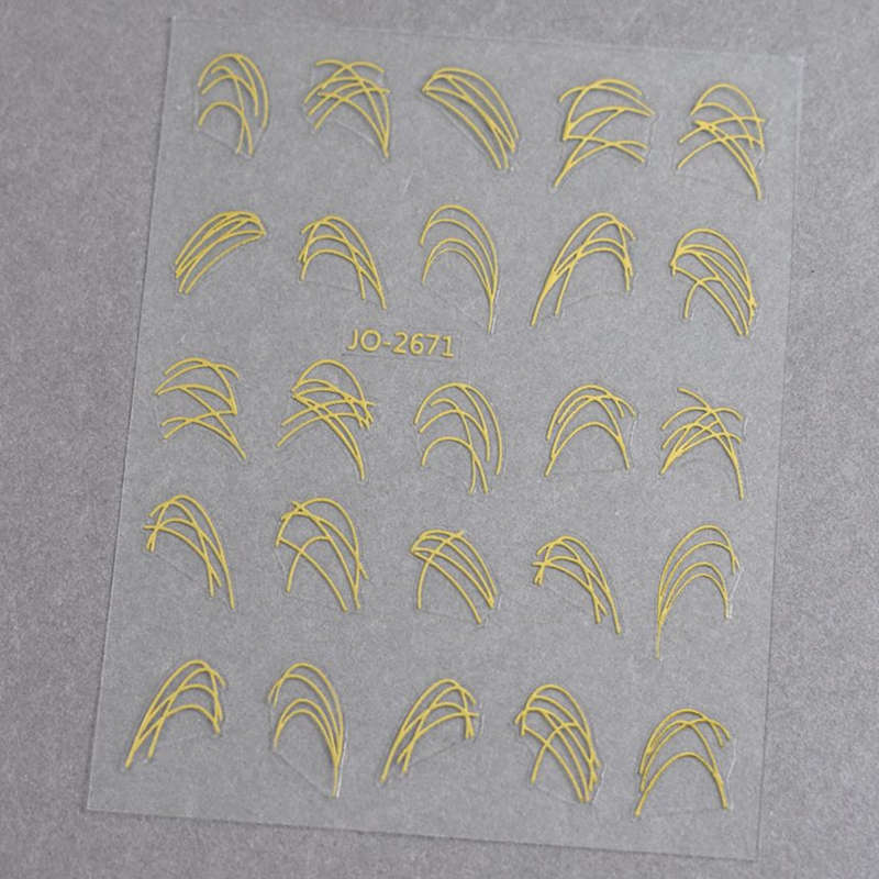 Nail Sticker - 2671 - French - Gold
