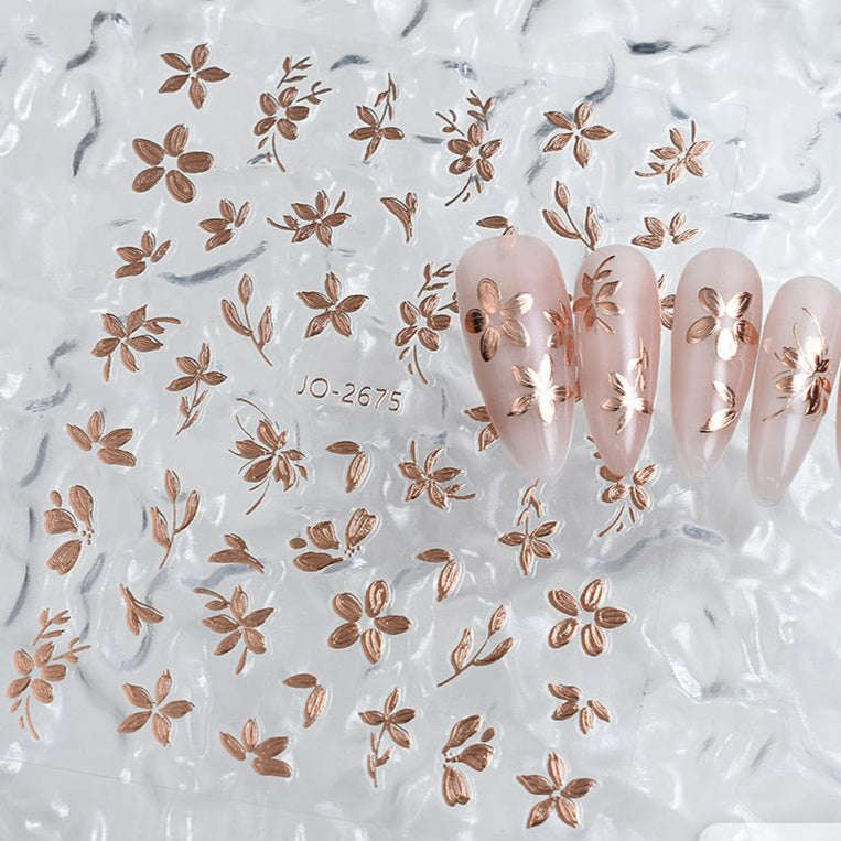 Nail Sticker - 2675 - Flower - Rose Gold