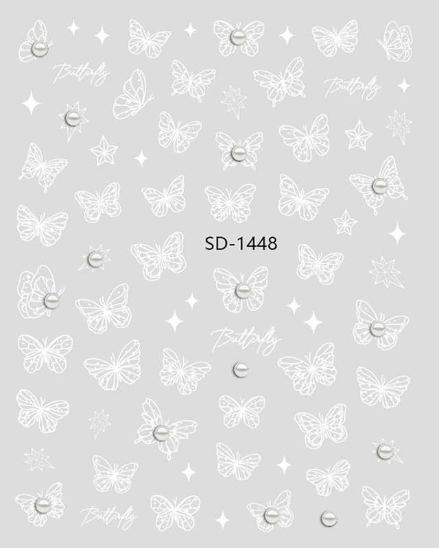 Nail Sticker 3D - 1448 - Butterfly with Pearls