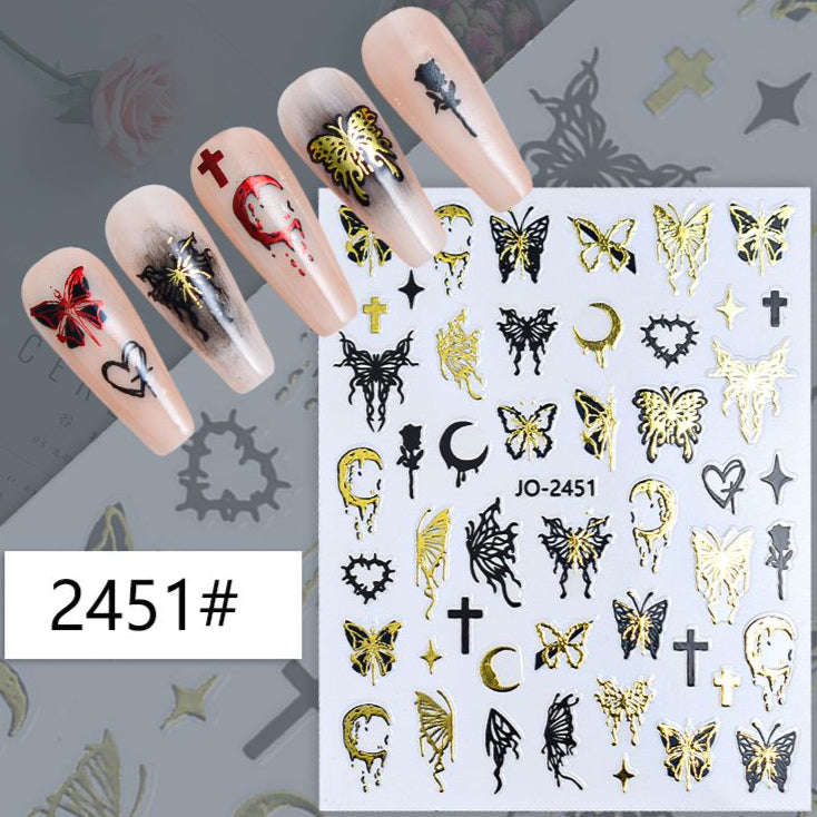 Nail Sticker - 2451 - Butterflies - Gold