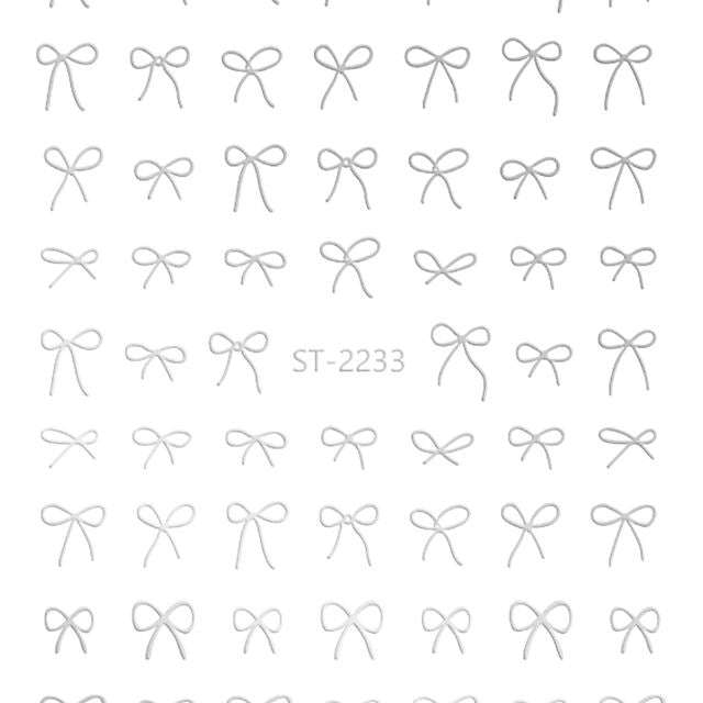Nail Sticker 3D - 2233 - Bow - Silver