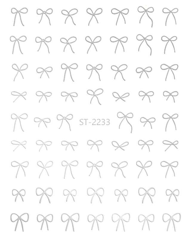 Nail Sticker 3D - 2233 - Bow - Silver