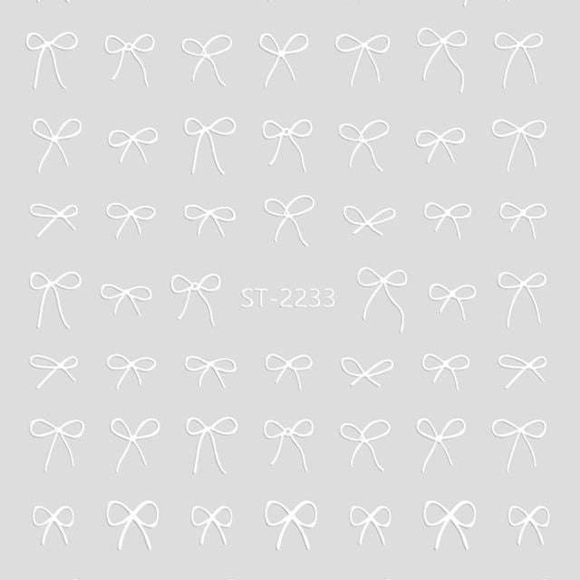 Nail Sticker 3D - 2233 - Bow - White