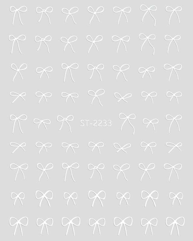Nail Sticker 3D - 2233 - Bow - White