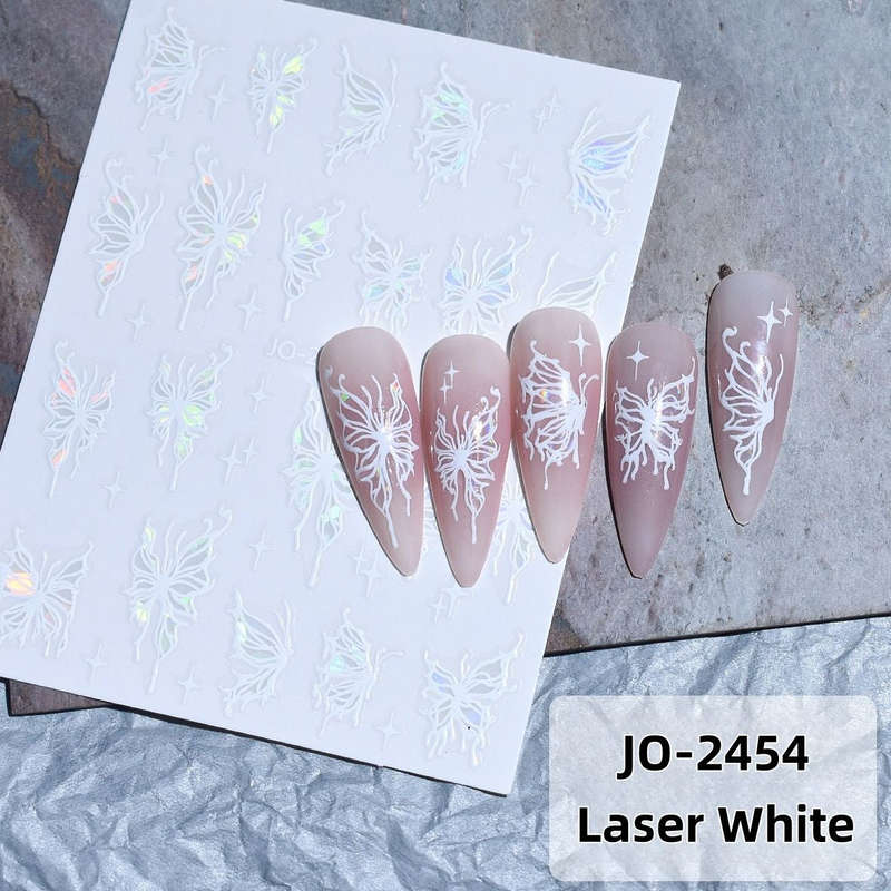 Nail Sticker - 2454 - Butterflies - White