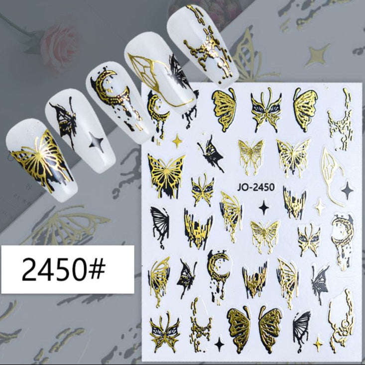 Nail Sticker - 2450 - Butterflies - Gold