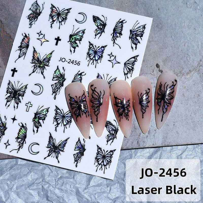 Nail Sticker - 2456 - Butterflies - Black