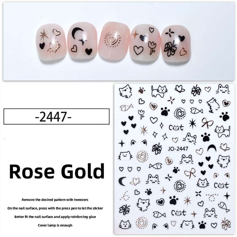 Nail Sticker - 2447 - Kitten - Rose Gold