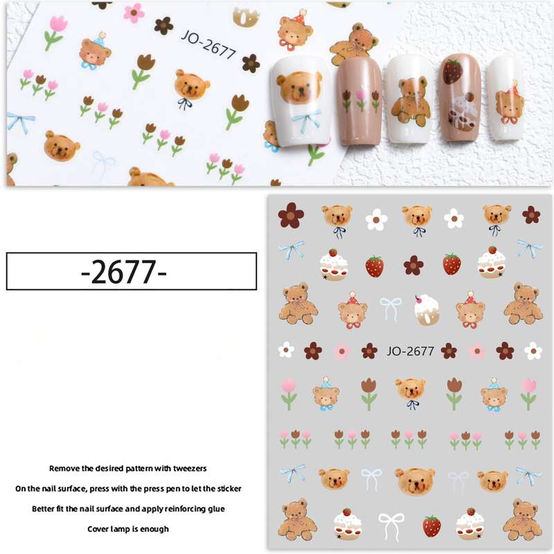 Nail Sticker - 2677 - Bears & Cakes