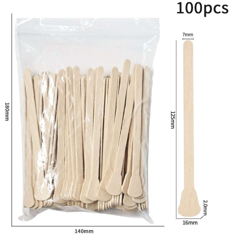 Disposable Wooden Spatula (For Waxing) - Small Applicator - 125x16mm - 100pcs
