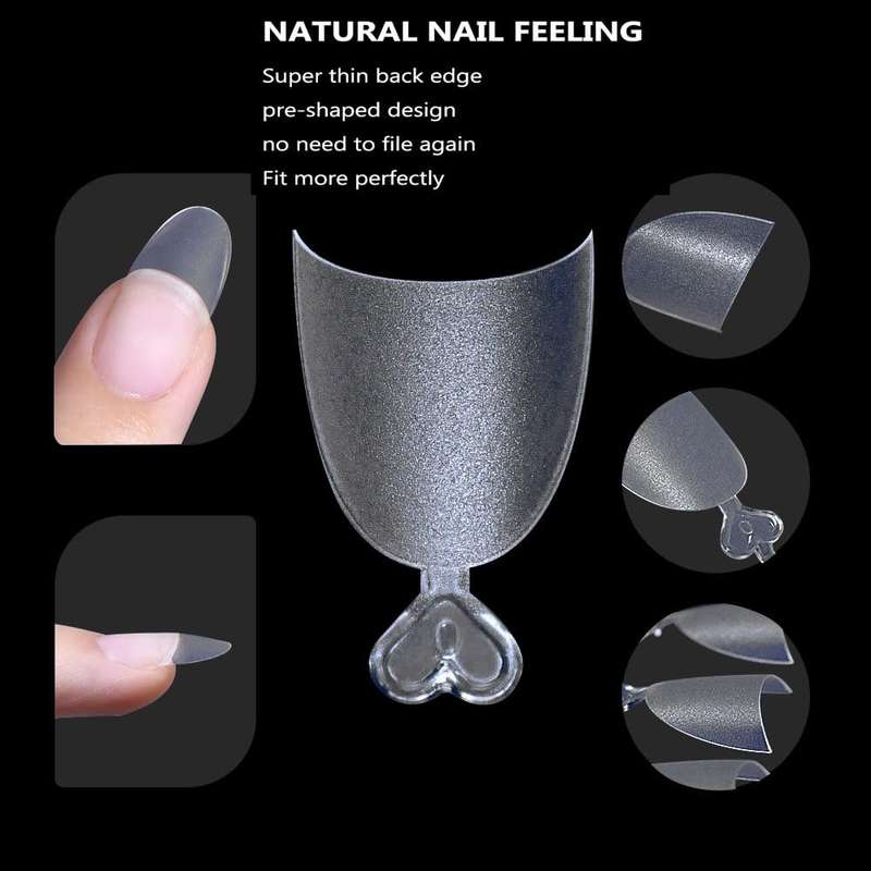 Round / Oval - Short- Half Cover - Soft Gel - Clear Matt - Nail Tips - 240pcs - YS-408