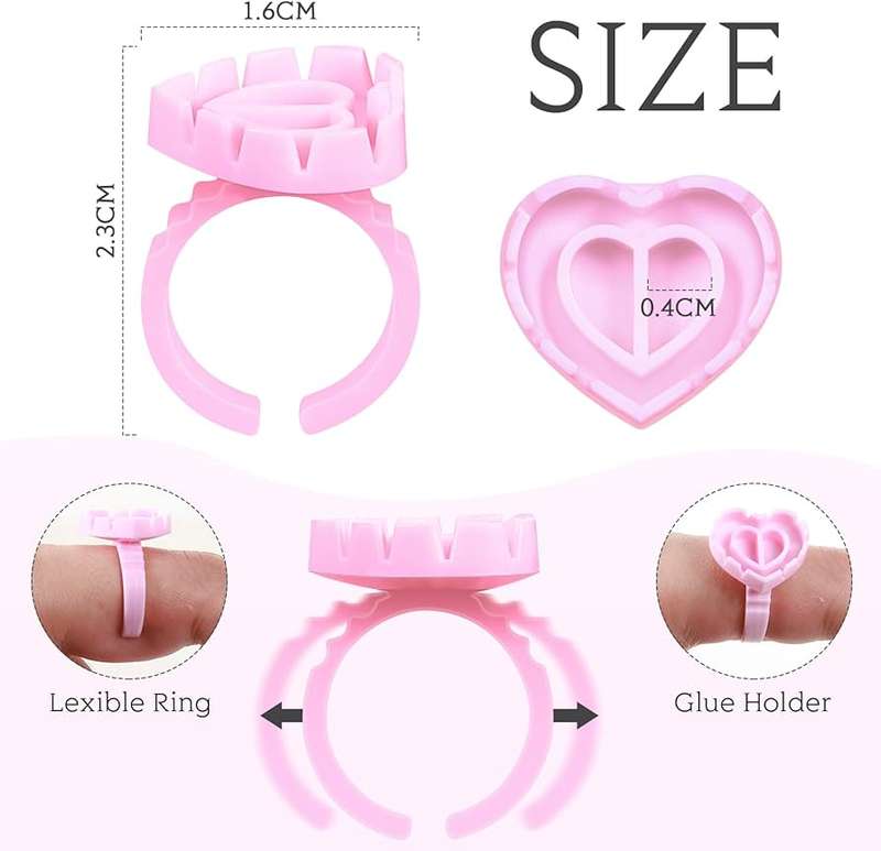 Eyelashes Extension Glue Heart Ring - 20pcs