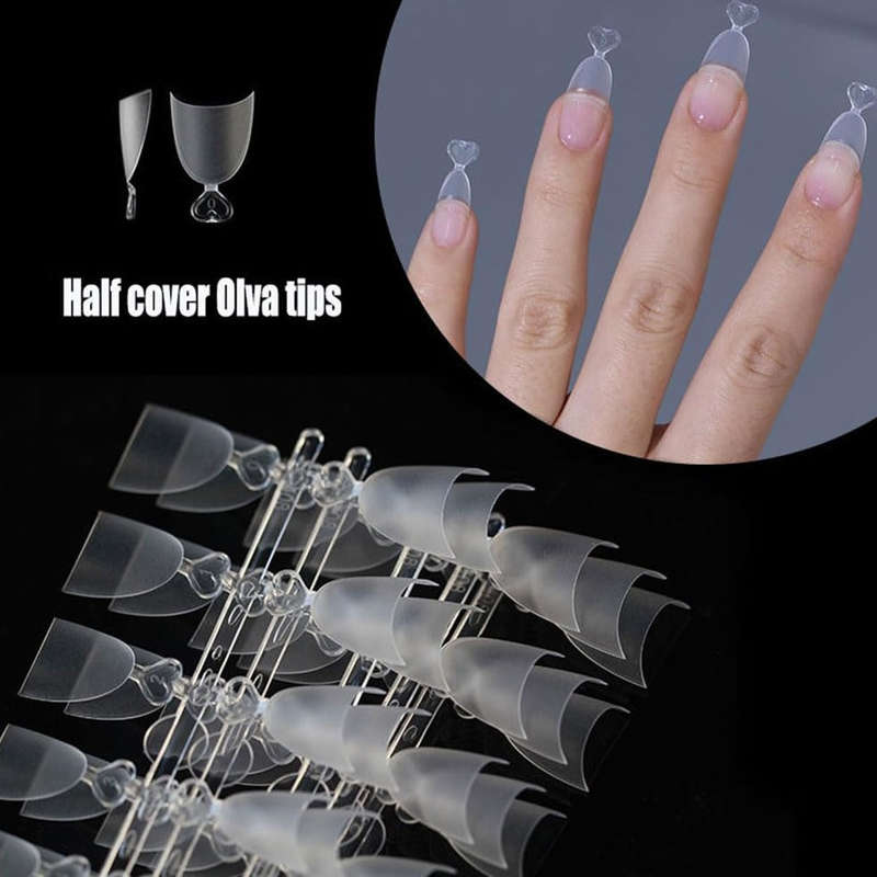 Round / Oval - Short- Half Cover - Soft Gel - Clear Matt - Nail Tips - 240pcs - YS-408