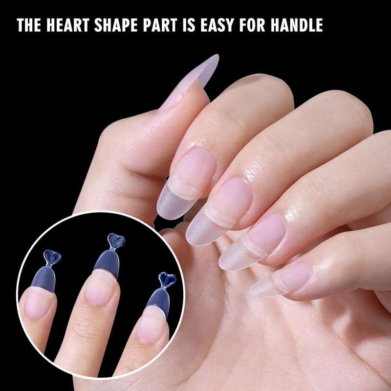 Round / Oval - Short- Half Cover - Soft Gel - Clear Matt - Nail Tips - 240pcs - YS-408
