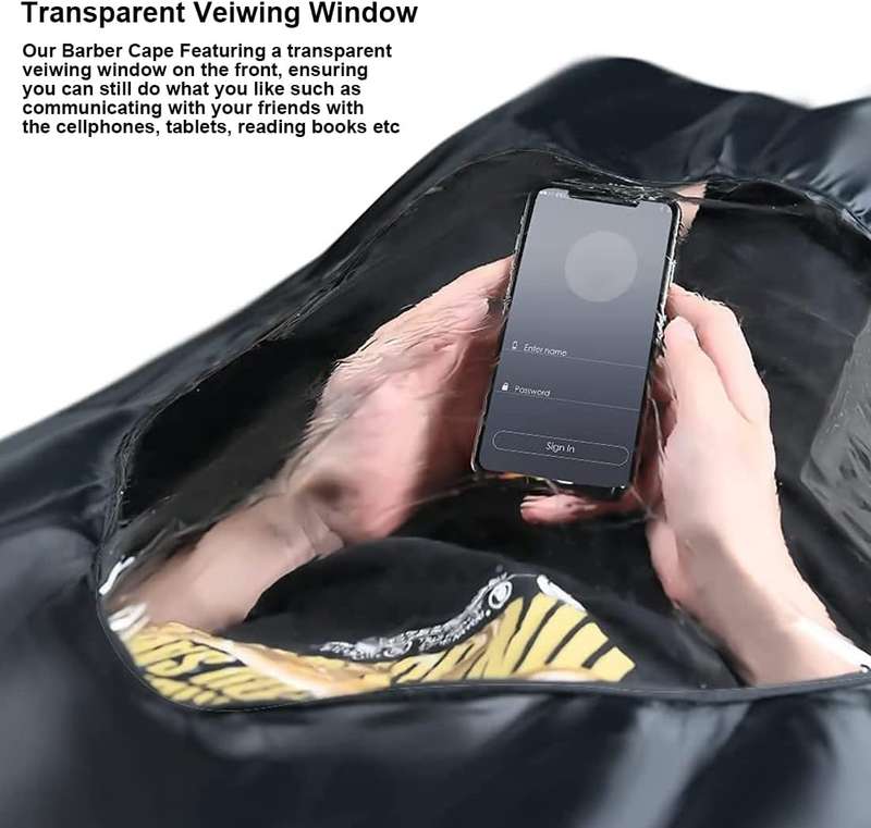 Barber Cape / Hair Cutting Cape - With Clear Screen
