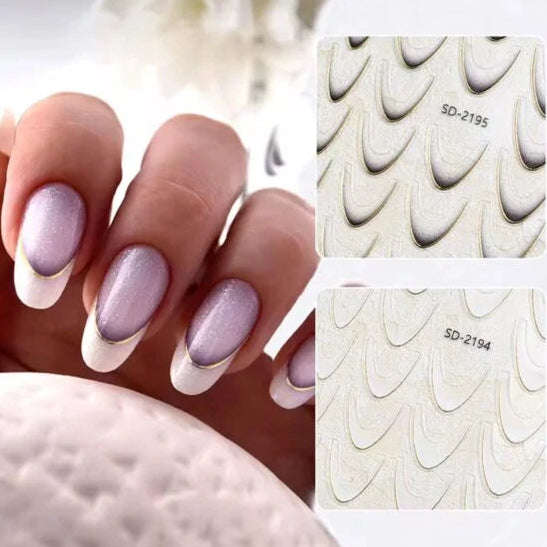 Nail Sticker - 3D French Ombre - Gold Line