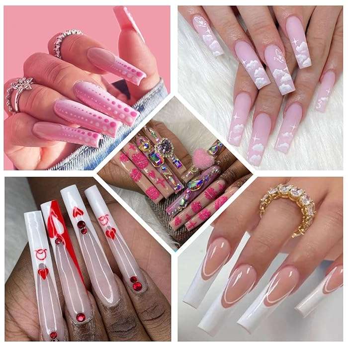 Semi C Curve Straight - French Cover XXL Long Soft Gel Nail Tips - 240pcs - Box