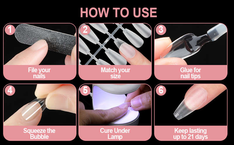 Coffin - Short - Full Cover - Soft Gel - Clear Matt - Nail Tips - 300pcs - M071