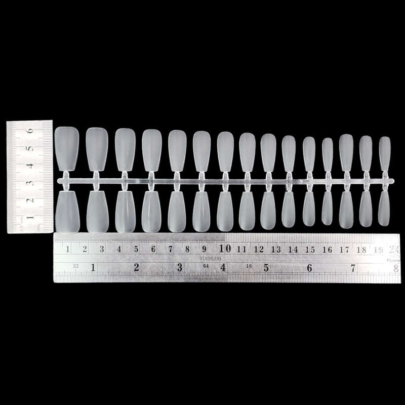 Coffin - Meduim - Full Cover - Soft Gel - Clear Matt - Nail Tips - 300pcs - M076