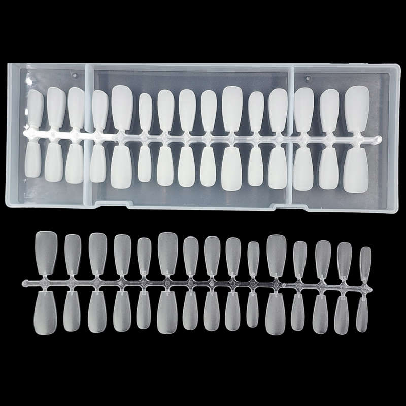 Coffin - Medium - Full Cover - Soft Gel - Clear Matt - Nail Tips - 300pcs - M085
