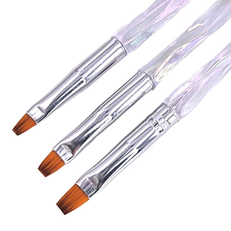 Gel Brush - Clear Holographic Stem - 3pcs
