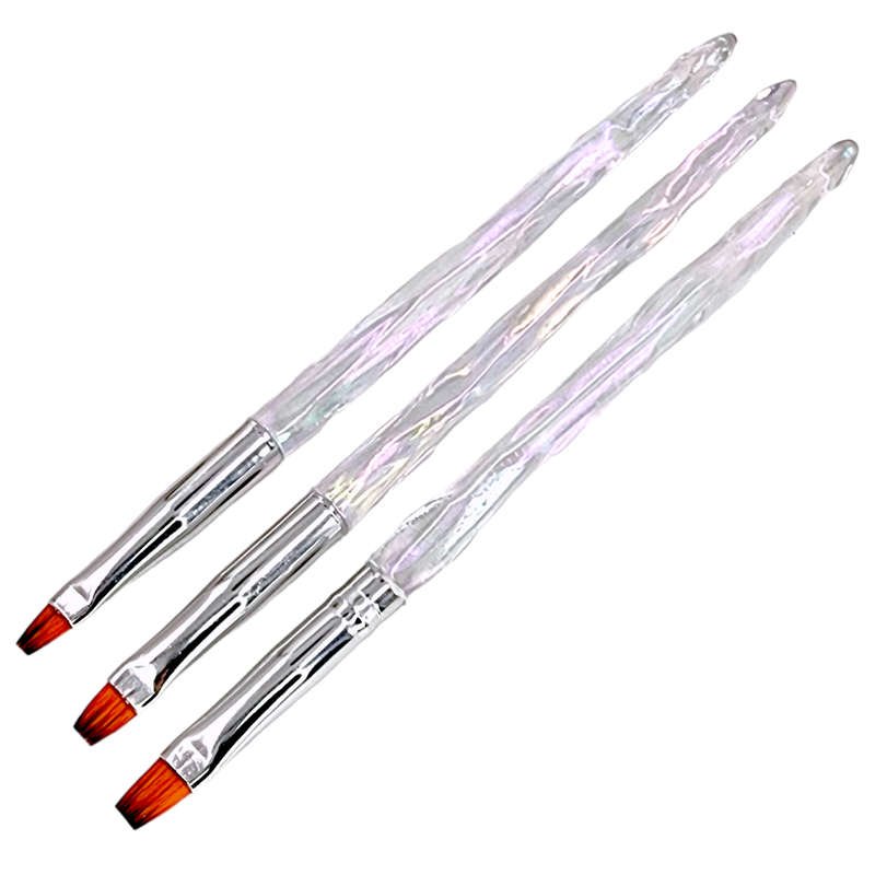 Gel Brush - Clear Holographic Stem - 3pcs