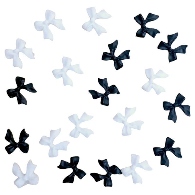 Bow Nail Decoration - Black & White - 100pcs