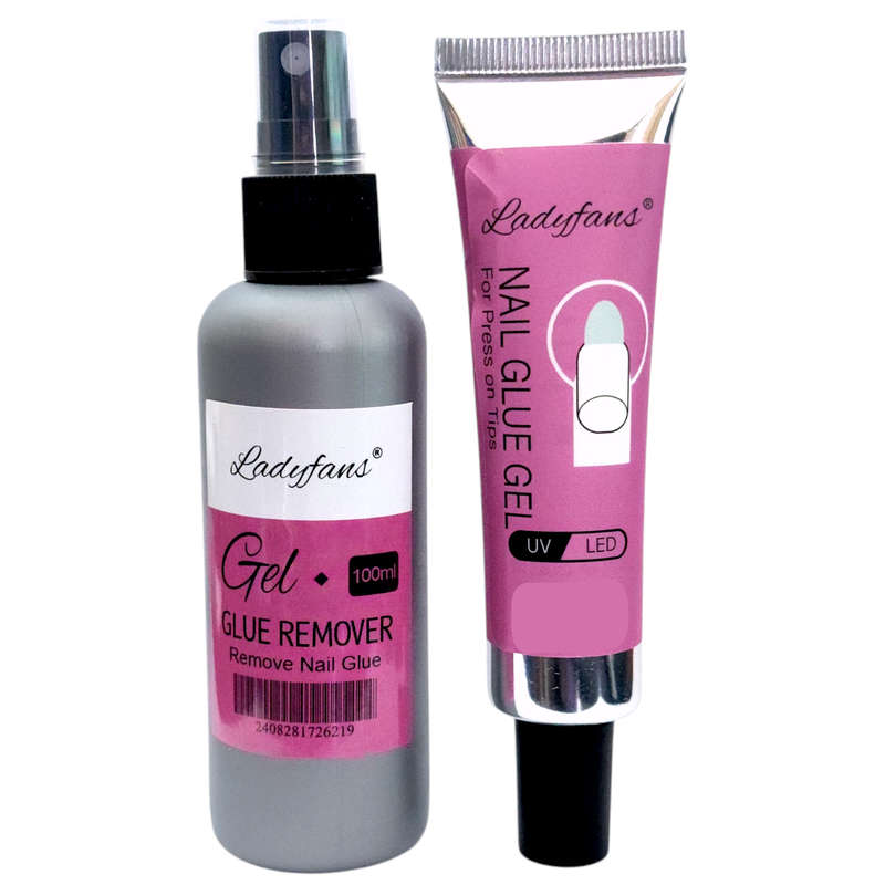 Nail Glue Gel For Press on Tips 25ml & Glue Remover Spray 100ml