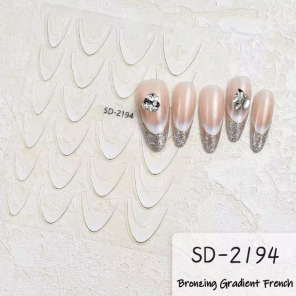 Nail Sticker - 3D French Ombre - Gold Line