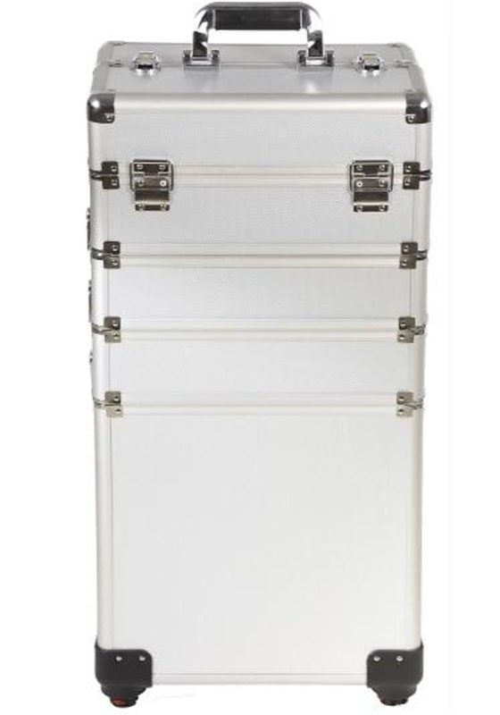Storage Case - Professional Beauty Case / Make-up Case Trolly - 4 Layer - Silver