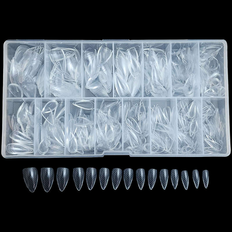 Almond - Medium - Full Cover - Soft Gel Nail Tips - 600pcs - Clear - Box