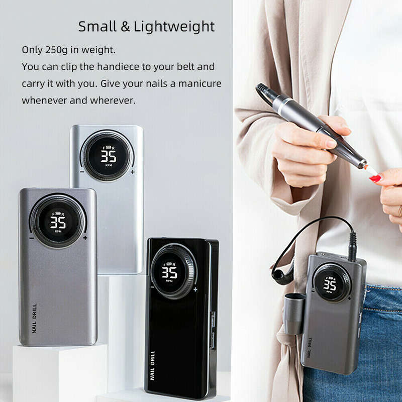 35000RPM Electric Nail File/Drill Machine - Rechargeable / Cordless / Portable