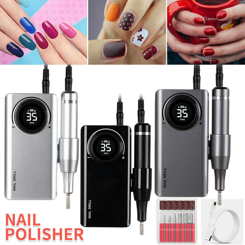 35000RPM Electric Nail File/Drill Machine - Rechargeable / Cordless / Portable