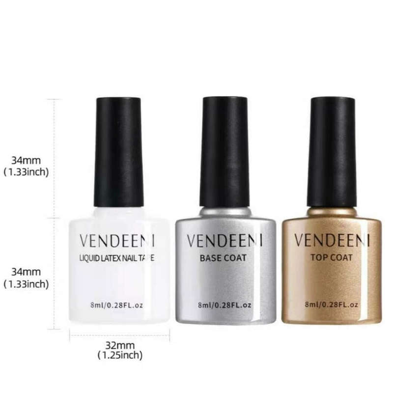 Vendeeni - UV Gel Polish - 3pcs Set - Set 9 - (BASECOAT / TOPCOAT / LATEX)