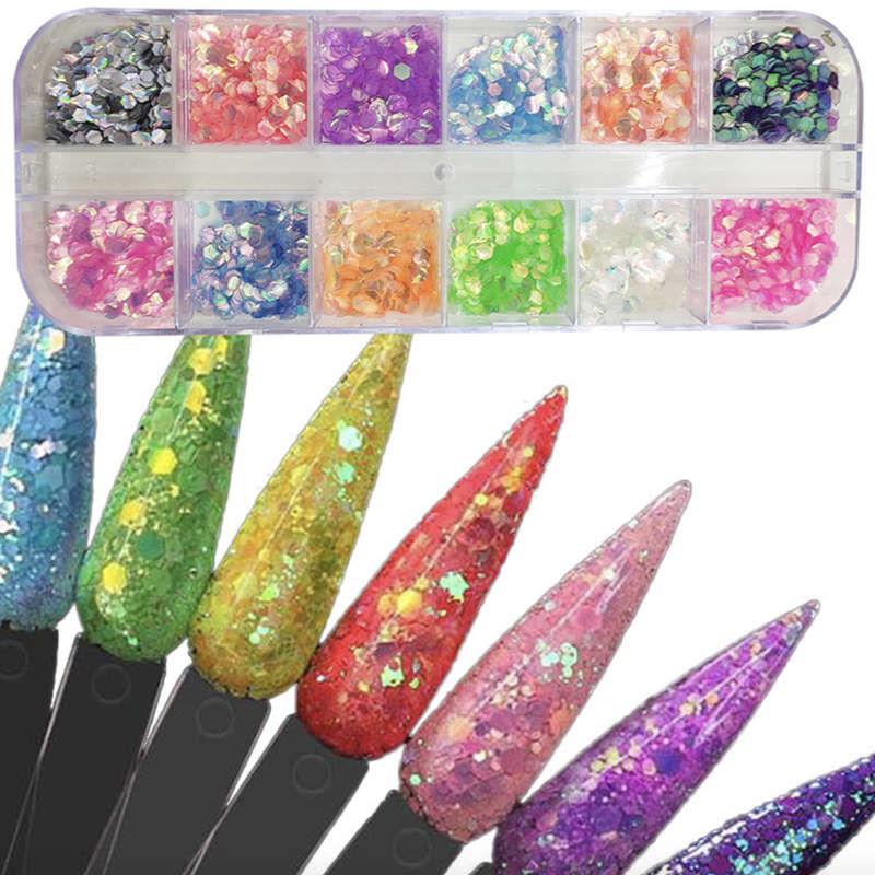 Nail Decoration - Hexagon - 12 Grit Box