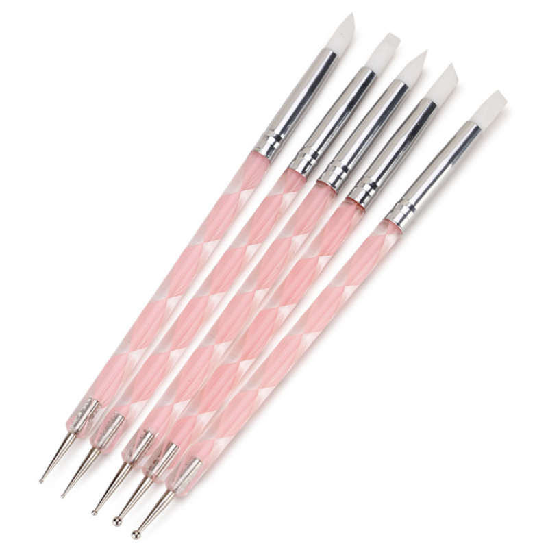 Double Sided Dotting Pen & Silicon Nail Art Pen - 5pcs