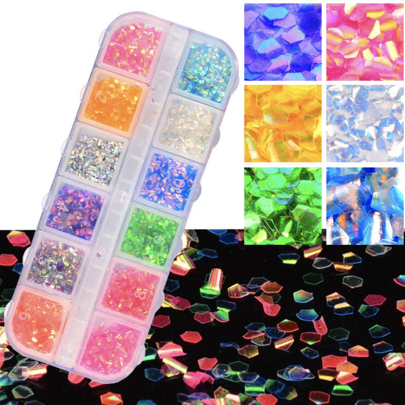 Nail Decoration - Hexagon - 12 Grit Box