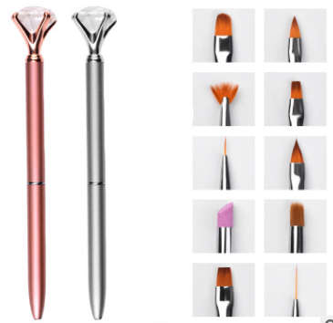 Nail Art Brush Set - Crystal Top - 10pcs