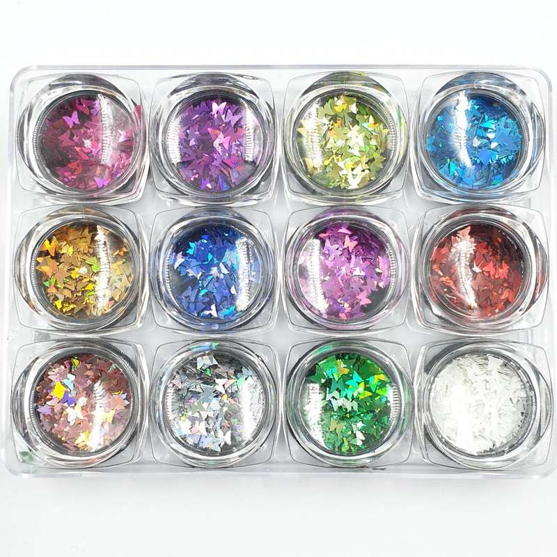 Nail Decoration - Solid colour Butterflies - 12pcs
