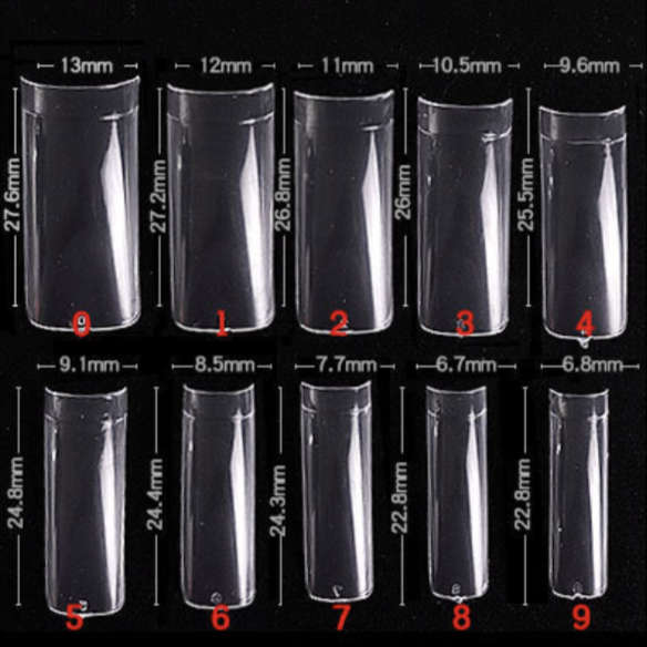 Full / Squoval - French - Nail Tips - 500pcs - Box - Clear