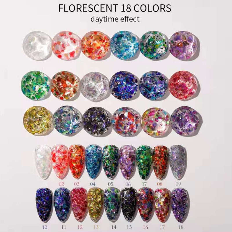 Vendeeni - UV Gel Polish - Glow in the dark Glitter Gel - Pods - 10g