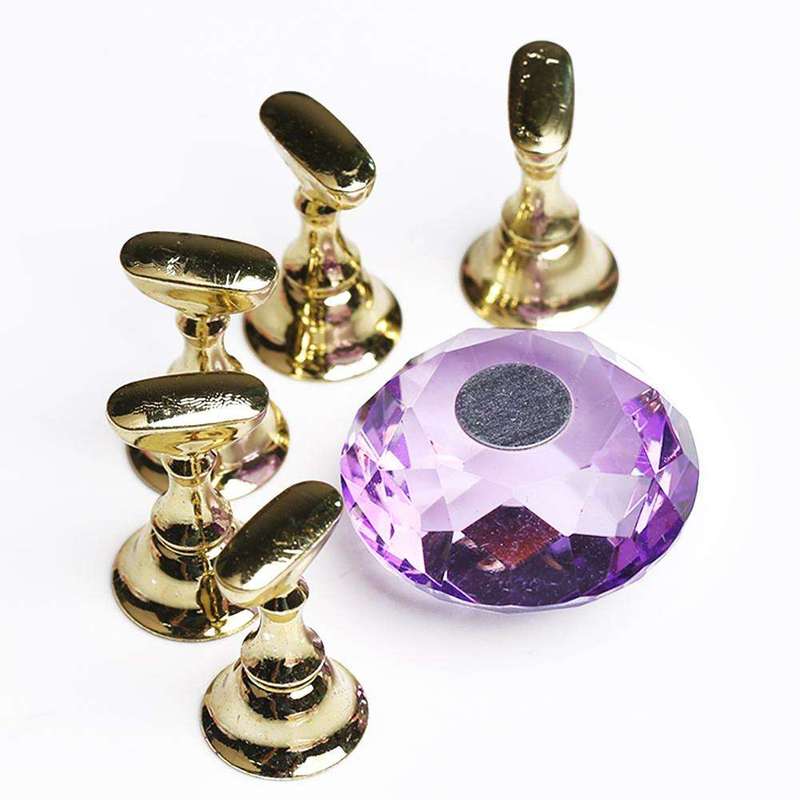 Nail Art Display - Crystal base + 5 holders