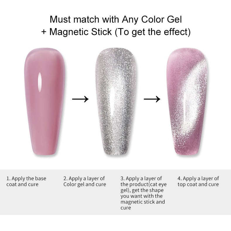 UV Gel Polish - Spar Cat Eye - Silver - 10ml